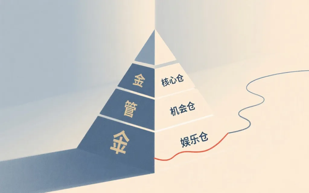 资金管理分层示意：核心仓、机会仓、娱乐仓与风险边界